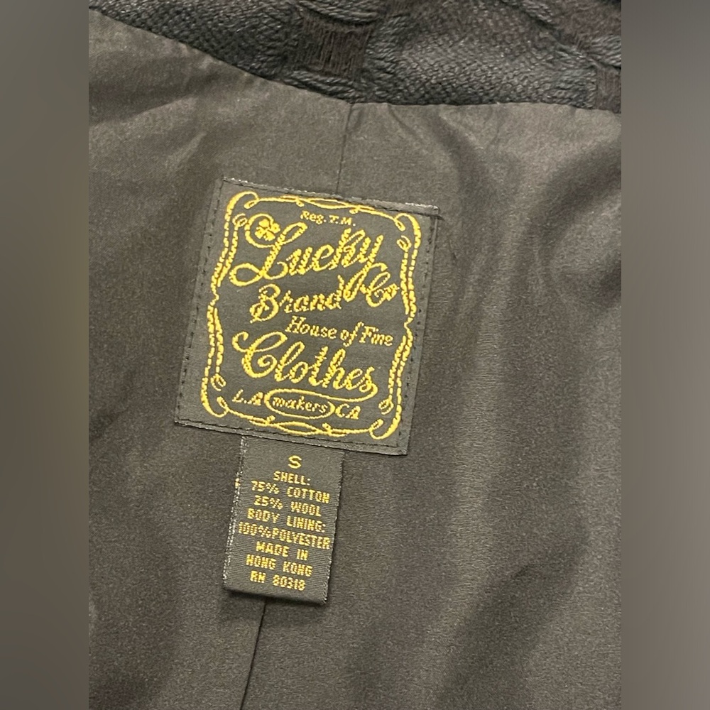 Y2K Lucky brand gothic decorative gold buttons wool cotton blend jacket S - Picture 4 of 8